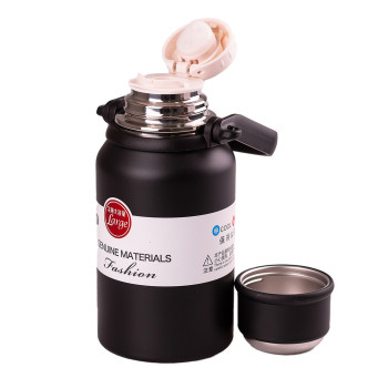 Термос із нержавіючої сталі 900 мл з ручкою тримає тепло до 12 годин Чорний