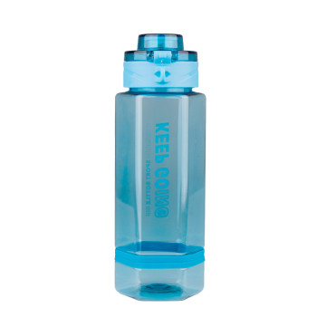 Пляшка для води на 760 мл фляга прозора для напоїв з дозатором та ремінцем Синій