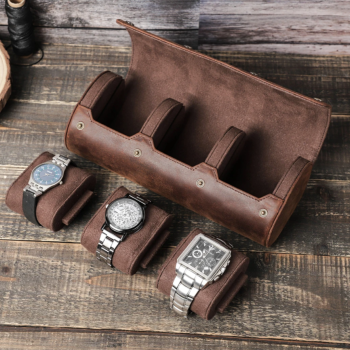 Бокс, скринька, футляр для годинника на 3 відділення з натуральної шкіри. CRAZY HORSE