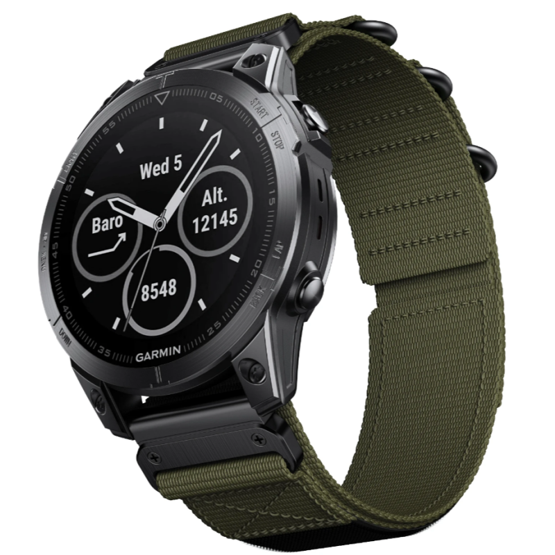 Тканевий ремінець для Garmin Fenix 7 / 6-6 Pro / 6 Supphire / Fenix 5-5 Plus / Foreruner 945 / MARQ / 22 мм Зелений
