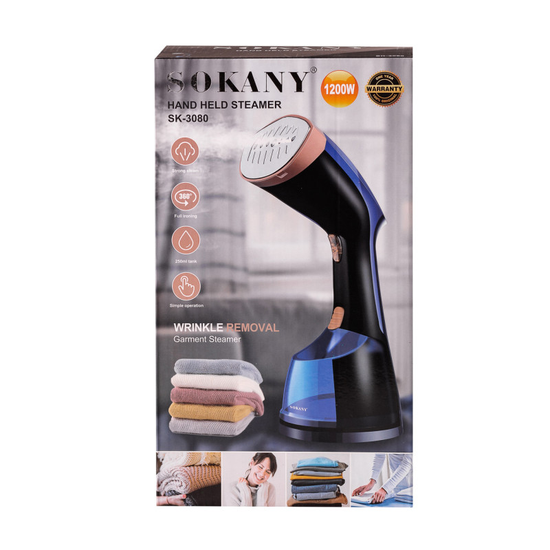 Відпарювач ручний вертикальний 1200 Вт парогенератор для одягу і штор від мережі SOKANY SK-3080