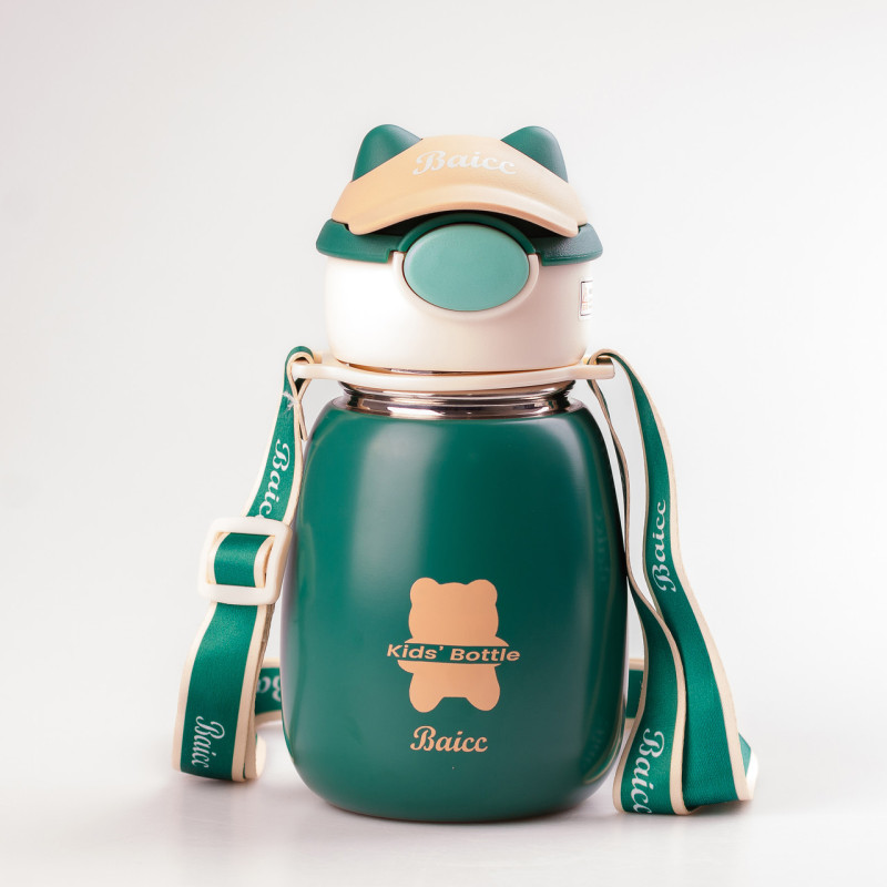 Термос дитячий з поїльником 500 мл термокружка з нержавіючої сталі до 12 годин Зелений