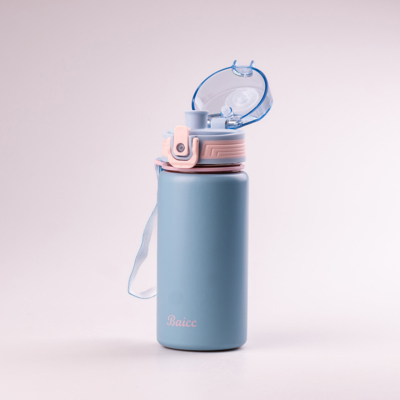 Термос з напувалкою 350 мл термокухоль з нержавіючої сталі до 12 годин Блакитний