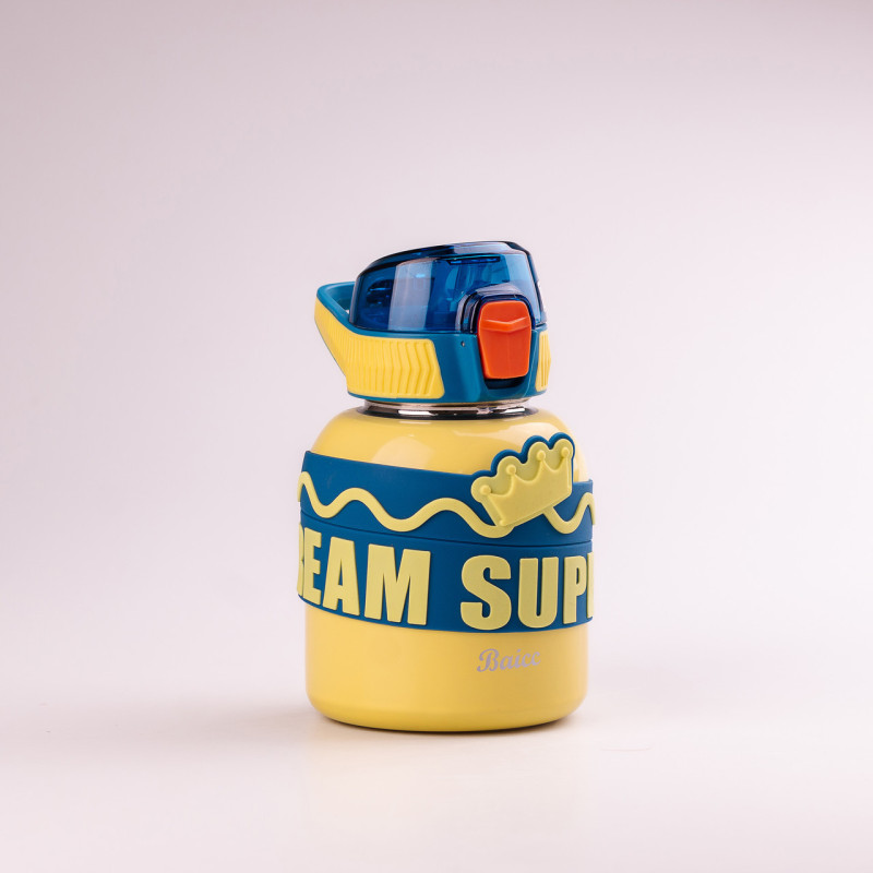 Термос дитячий з ремінцем та напувалкою 560 мл з нержавіючої сталі до 12 годин Жовтий