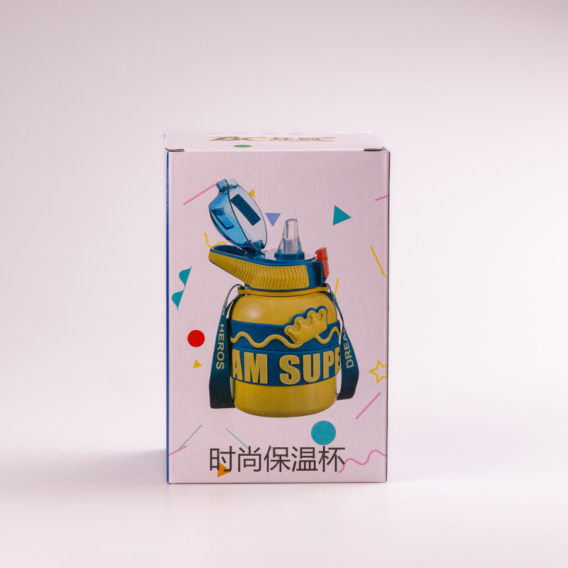 Термос дитячий з ремінцем та напувалкою 560 мл з нержавіючої сталі до 12 годин Жовтий