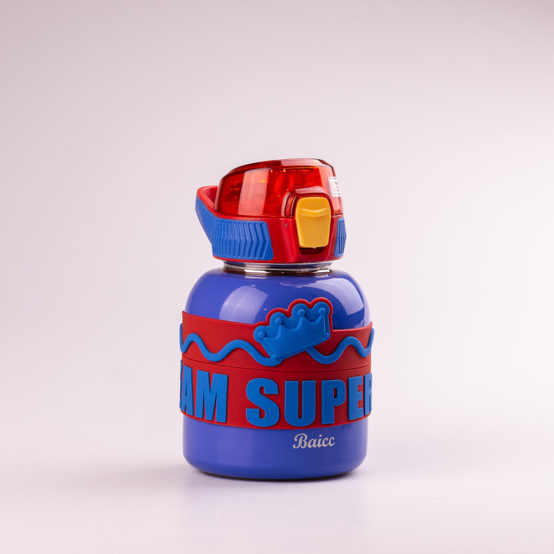 Термос дитячий з ремінцем та напувалкою 560 мл з нержавіючої сталі до 12 годин Синій