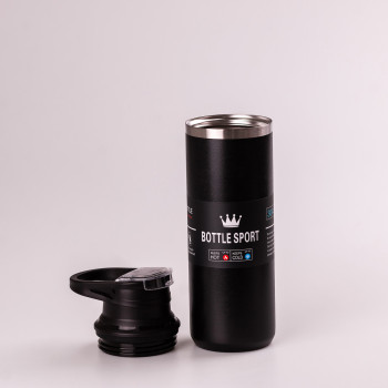 Термос металевий 500 мл термокружка з нержавіючої сталі ручкою до 12 годин Чорний