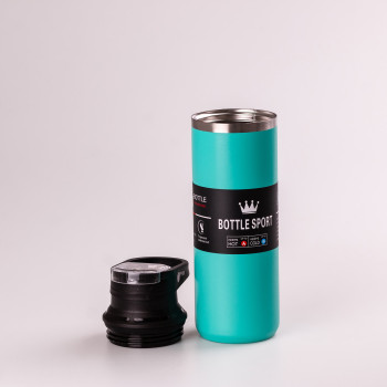 Термос металевий 500 мл термокружка з нержавіючої сталі ручкою до 12 годин М'ятний