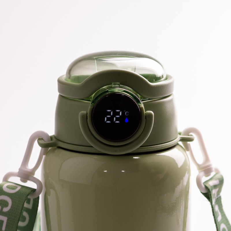Термос із трубочкою 650 мл із нержавіючої сталі з датчиком температури ремінцем до 12 годин