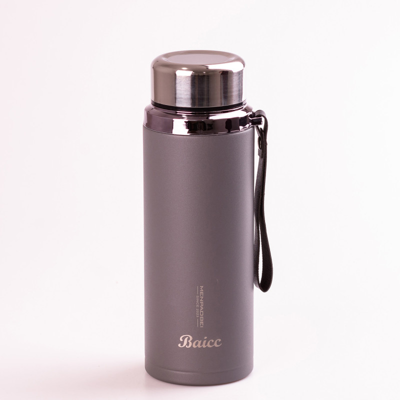 Термос із нержавіючої сталі з ремінцем Baicc 800 мл Сірий