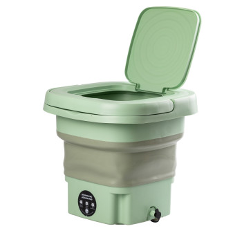 Пральна машина портативна складна 8 літрів напівавтоматична міні пралка ультразвукова Зелений