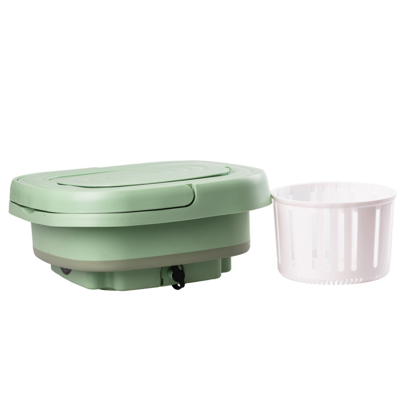 Пральна машина портативна складна 8 літрів напівавтоматична міні пралка ультразвукова Зелений