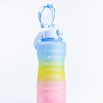 Пляшка для води набір 3в1 дозатором Веселка 0.3л 0.7л 2л Синій