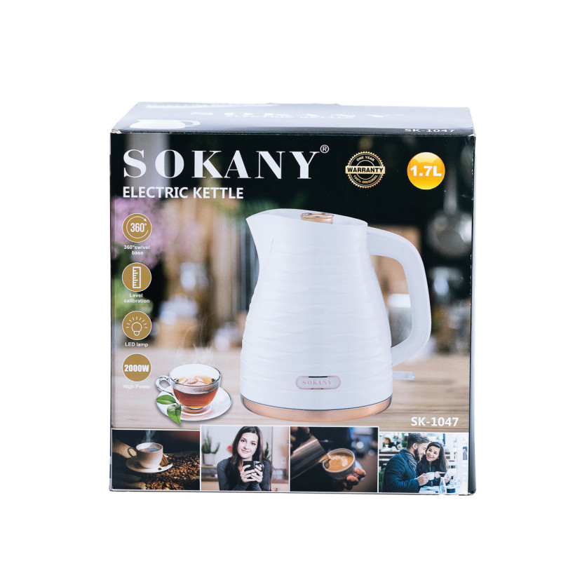 Електрочайник на 1,7 л з автоматичним відключенням 2200 Вт Sokany SK-1047