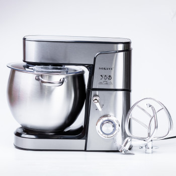 Міксер планетарний 2000 Вт з чашею з нержавійки 13 л 6 режимів швидкості 3 насадки Sokany SK-624