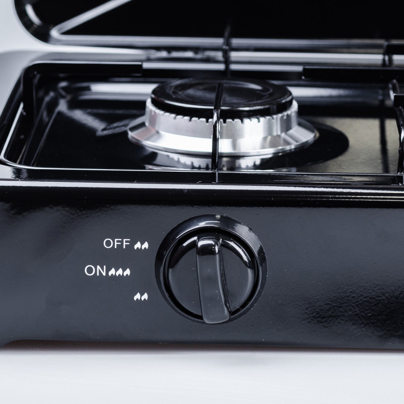 Газова плита настільна портативна на 2 конфорки з кришкою