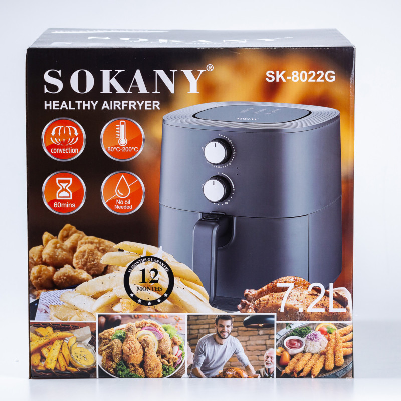 Аерофритюрниця електрична аерогриль мультипіч 7,2 л 1700 Вт температура до 200 С таймер SOKANY