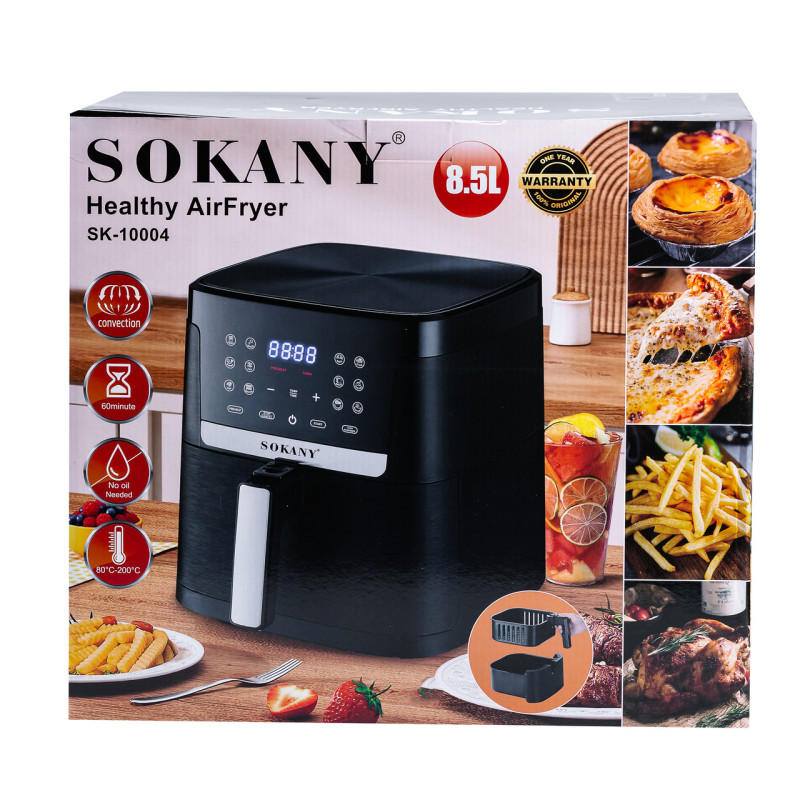 Аерофритюрниця електрична аерогриль 8.5 л 1800 Вт температура до 200 °C і таймер SOKANY