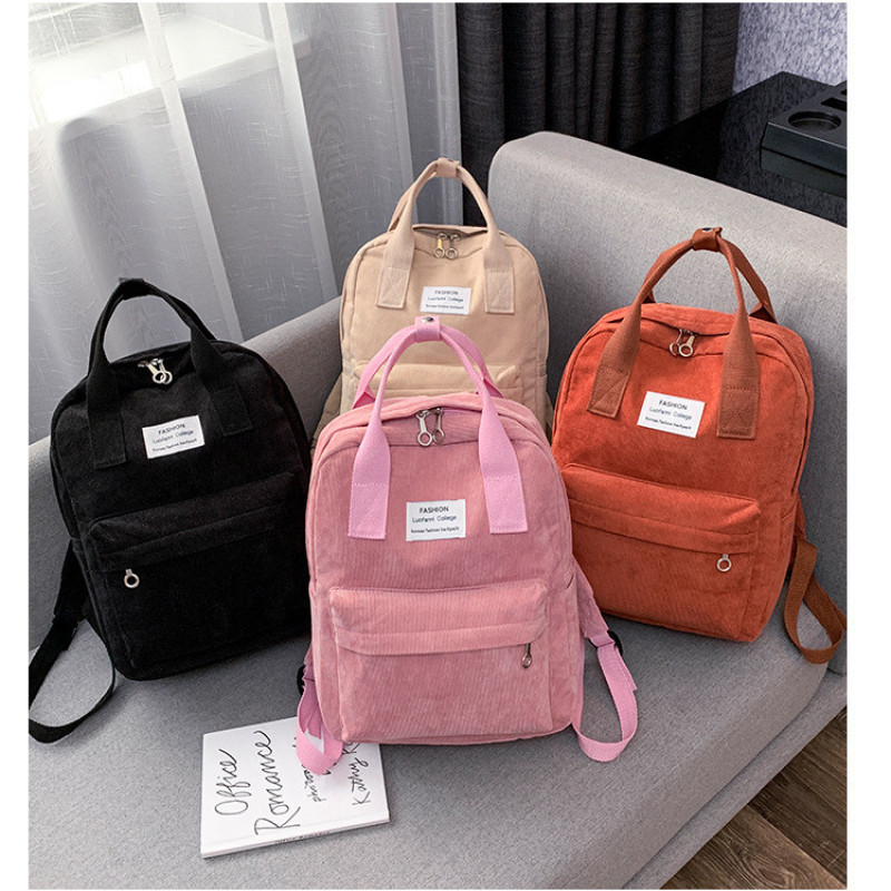 Стильний та практичний вельветовий сумка-рюкзак для дівчат. Бежевий