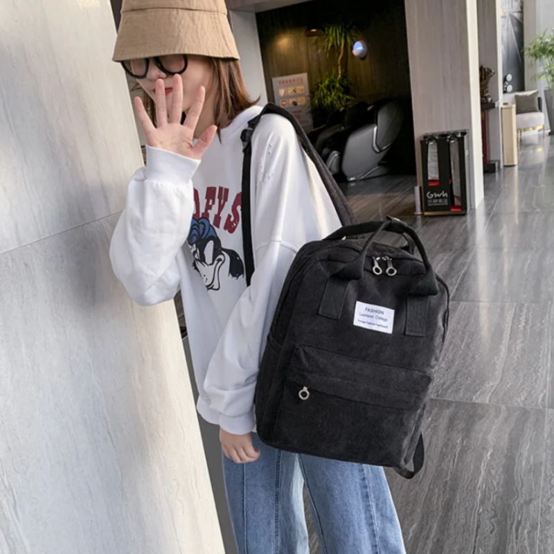 Стильний та практичний вельветовий сумка-рюкзак для дівчат. Бежевий