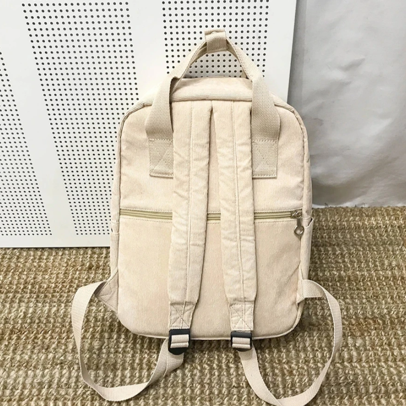 Стильний та практичний вельветовий сумка-рюкзак для дівчат. Бежевий