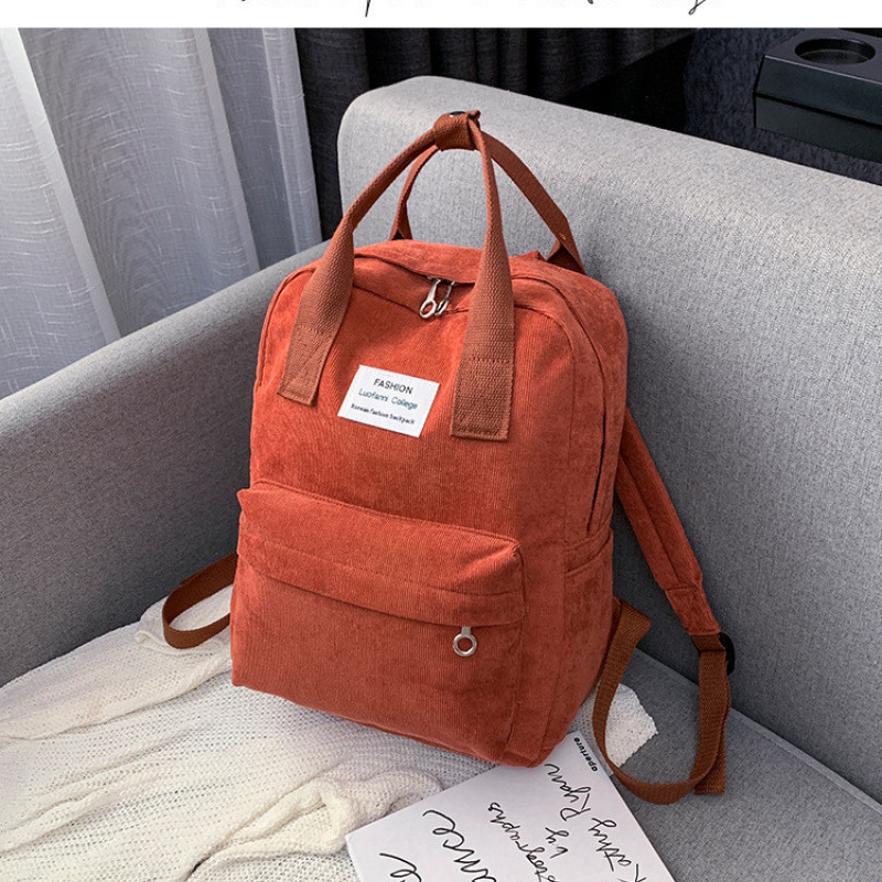 Стильний та практичний вельветовий сумка-рюкзак для дівчат. Помаранчевий