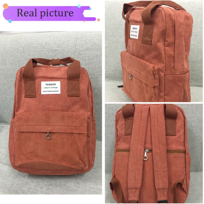 Стильний та практичний вельветовий сумка-рюкзак для дівчат. Помаранчевий