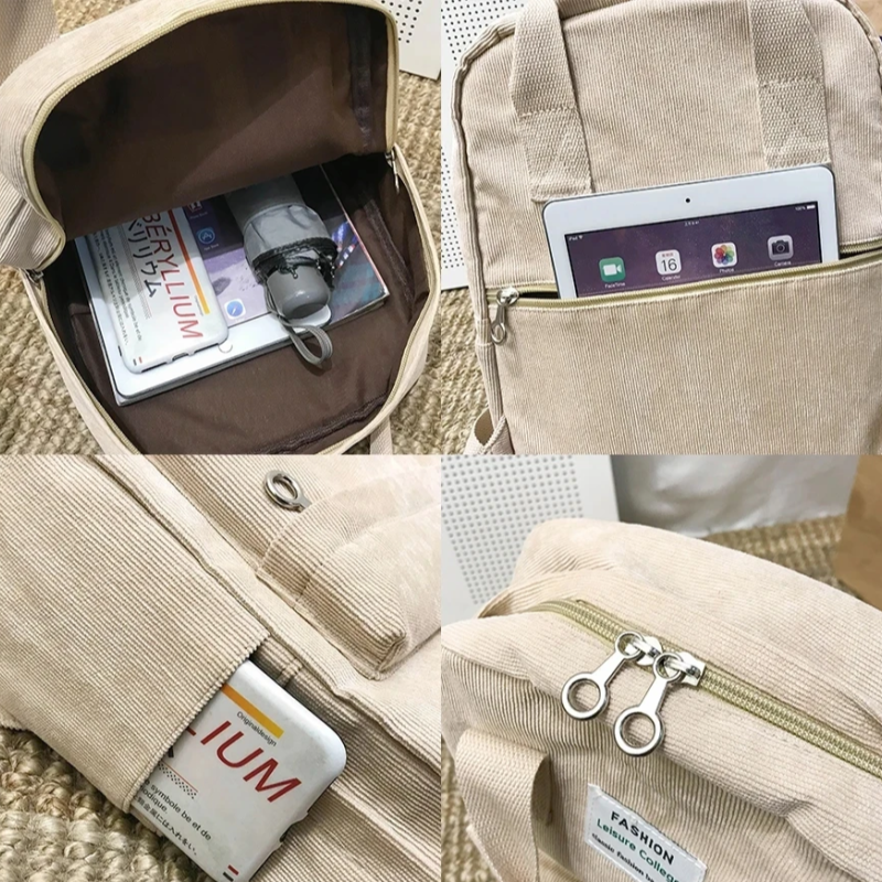 Стильний та практичний вельветовий сумка-рюкзак для дівчат. Рожевий