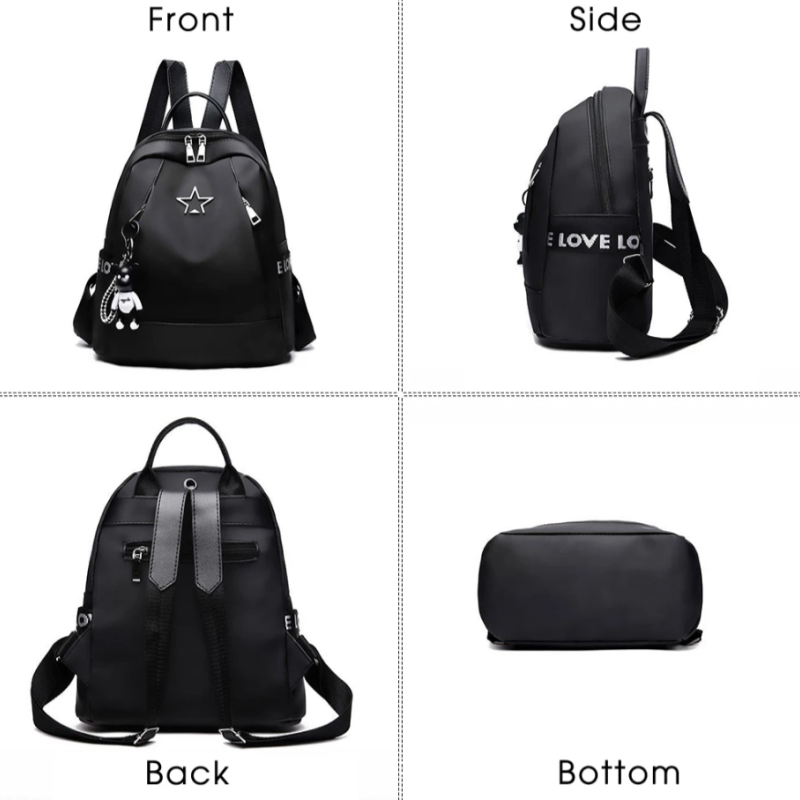 Жіночий рюкзак з тканини оксфорд. Для роботи, навчання, повсякденного життя та подорожей. Чорний