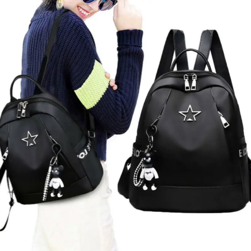 Жіночий рюкзак з тканини оксфорд. Для роботи, навчання, повсякденного життя та подорожей. Чорний