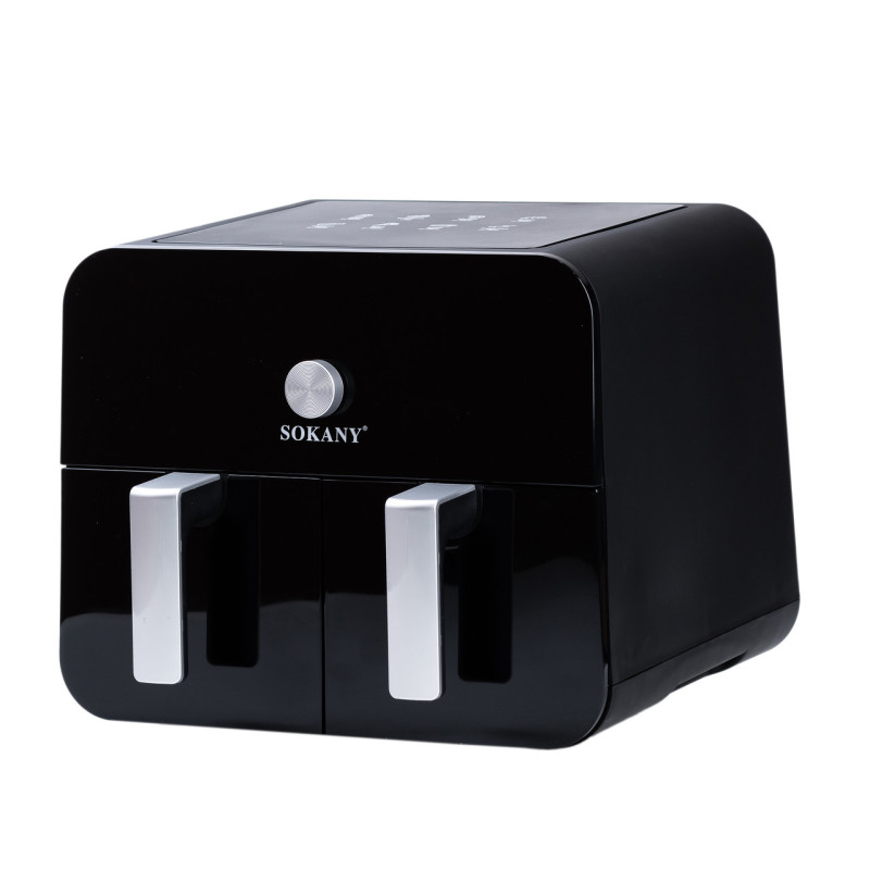 Аерофритюрниця електрична аерогриль 10 л 2400 Вт з двома відділеннями сенсорна SOKANY SK-10008 мультипіч