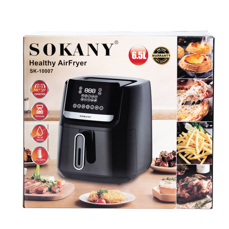 Аерофритюрниця електрична аерогриль з таймером і терморегулятором 6.5 л 1800 Вт SOKANY SK-10007