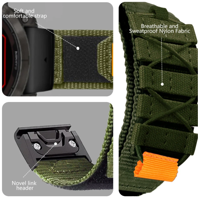 Тканинний ремінець для Garmin Fenix 7X / Enduro / 6X / 5X / Tactix / 3 HR / QUICK FIT 26 MM