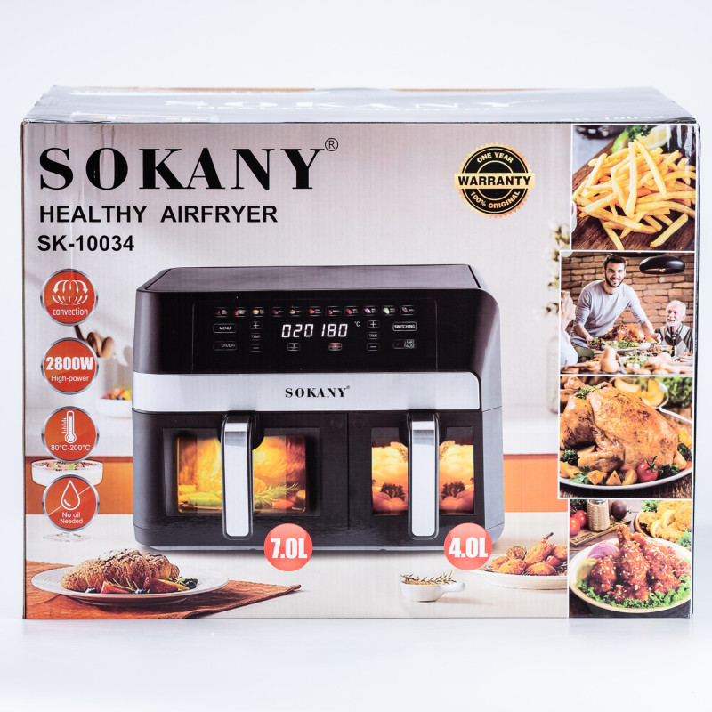 Аерогриль Sokany SK-10034 Healthy Airfryer аерофритюрниця 11 літрів для дому 2800 Вт мультипіч