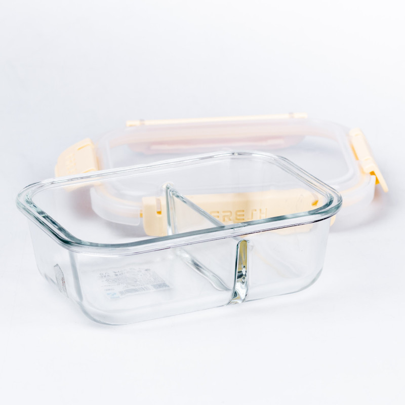Контейнер для еды Fresh прямоугольный на 650 мл 2 відділення Бежевий