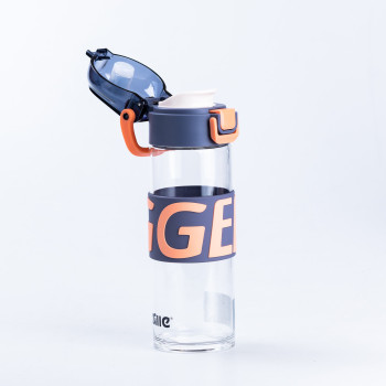 Пляшка для води скляна прозора із пластиковою кришкою