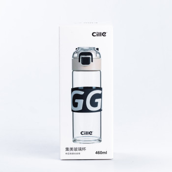 Пляшка для води скляна прозора із пластиковою кришкою Білий