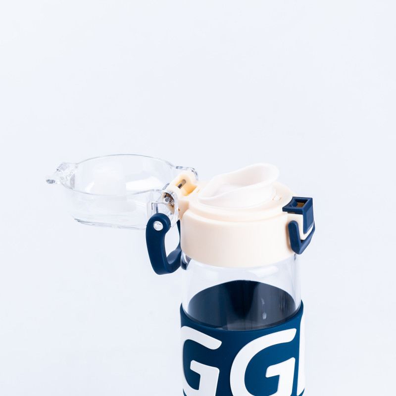 Пляшка для води скляна прозора із пластиковою кришкою Білий